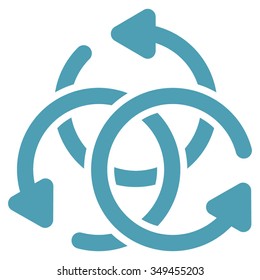 Knot Rotation vector icon. Style is flat symbol, cyan color, rounded angles, white background.