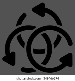 Knot Rotation vector icon. Style is flat symbol, black color, rounded angles, gray background.