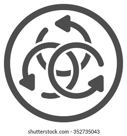 Knot Rotation vector icon. Style is flat circled symbol, gray color, rounded angles, white background.