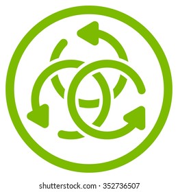 Knot Rotation vector icon. Style is flat circled symbol, eco green color, rounded angles, white background.