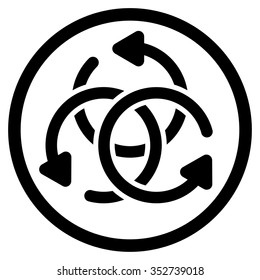 Knot Rotation vector icon. Style is flat circled symbol, black color, rounded angles, white background.