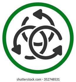 Knot Rotation vector icon. Style is bicolor flat circled symbol, green and gray colors, rounded angles, white background.