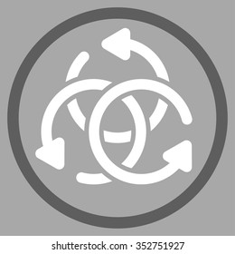 Knot Rotation vector icon. Style is bicolor flat circled symbol, dark gray and white colors, rounded angles, silver background.