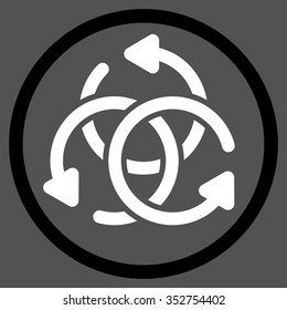 Knot Rotation vector icon. Style is bicolor flat circled symbol, black and white colors, rounded angles, gray background.