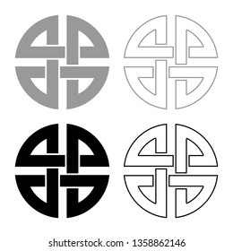 Knot shield symbol of protection Ancient symbol icon set black color vector illustration flat style simple image