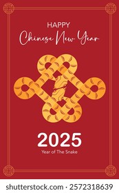 A Knot Symbol of Gold Snake of Chinese New Year 2025