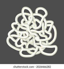 Knot of tangled lines. Conceptual vector illustration of complex issues. Flat color design.