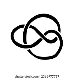 knot theory. Abstrakt figur. A black and white image of an infinity symbol conveys its simplicity, elegance, and eternal continuity. The high contrast captures its fluid, interlocking pattern,