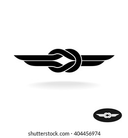 Knot with wings black silhouette title logo