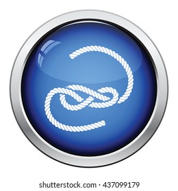 Knoted rope  icon. Glossy button design. Vector illustration.