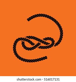 Knoted rope  icon. Orange background with black. Vector illustration.