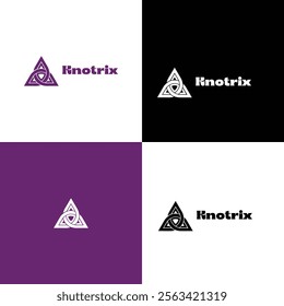 Knotrix Abstract Triangular Knot Logo with Minimalist and Geometric Design

