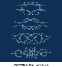 Knots. Contours. Doodle. White. vector illustration