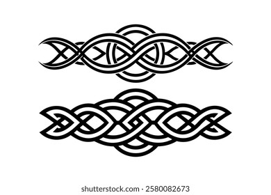 Knots Decorative Divider Line Element Black and White Vector Art