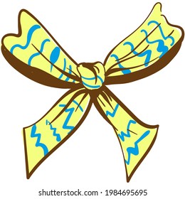 Knotted bow ribbon cartoon vector flat isolated icon