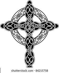 Knotted celtic cross stencil. vector illustration for web
