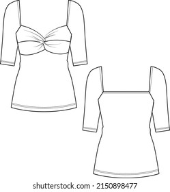 knotted detail feminine top, short sleeve summer top