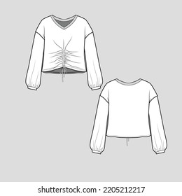 Knotted Hem Crop Top V Neck Stock Vector (Royalty Free) 2205212217 ...