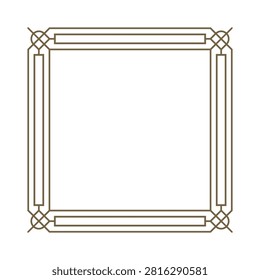 Knotted Octagon Chain Corner Frame, Moorish Star Chain Corner Vector