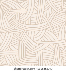 Knotted seamless pattern. Tangle of threads background, tangled yellow yarn ropes texture vector illustration