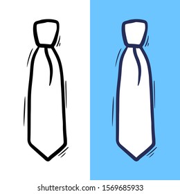 Knotted ties hand drawn illustration. Retro neckties with trendy pattern. Stylish striped male accessories design elements. Elegant vintage men neckclothes. Formal wear