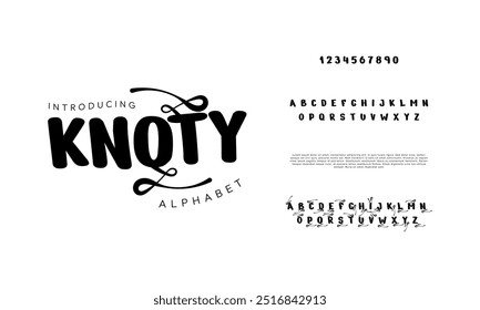 Knoty creative modern geometric urban alphabet font. Digital abstract futuristic, game, techno, robot, music, logo, sport, minimal technology typography. Simple numeric vector illustration