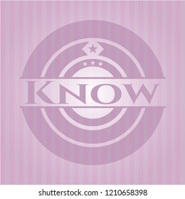 Know badge with pink background