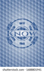 Know blue hexagon emblem. Vector Illustration. Detailed.