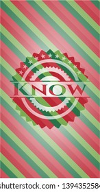 Know christmas colors emblem. Vector Illustration. Detailed.