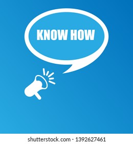 know how banner - speech bubble with megaphone. label,sticker,tag