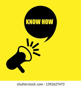 know how banner - speech bubble with megaphone. label,sticker,tag