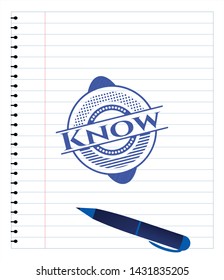 Know pen effect. Blue ink. Vector Illustration. Detailed.