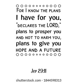  For I know the plans I have for you,” declares the LORD, “plans to prosper you and not to harm you. Bible verse quote