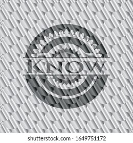 Know silver shiny emblem. Scales pattern. Vector Illustration. Detailed.