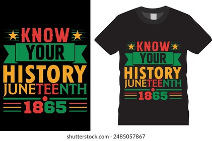 Know you history juneteenth 1865. Other typography graphic ready colorful T-shirt  Design.T-shirts used for fashion american, apparel mockup, banner ,sign