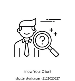 know your client icon. Outline style icon design isolated on white background