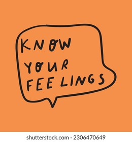 Know your feelings. Graphic design for social media. Vector illustration on orange background.