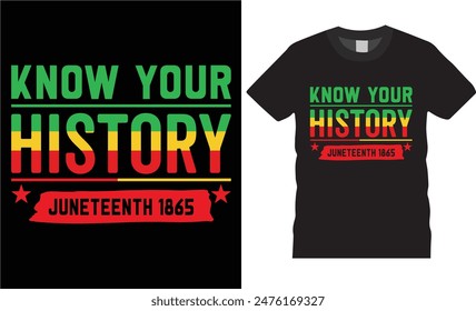 Know your history juneteenth 1865,T-Shirt Design-  illustration for  and vacation concept retro color style, Independence day,juneteenth lovers t shirt ready for benner,poster,pod any print,item
