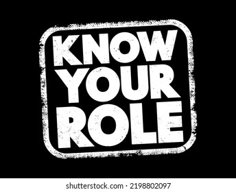 Know Your Role Text Stamp Concept Stock Vector (Royalty Free ...