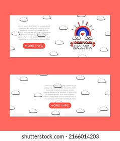 Know Your Worth Trendy Cartoon with Clouds Pattern Banner Set Design Template EPS10 can be used as a banner for your webiste, as a landing page, as a background, flyer and many others