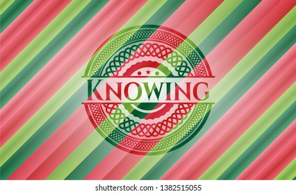 Knowing christmas badge. Vector Illustration. Detailed.