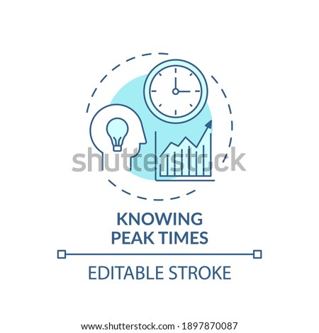 Knowing peak times concept icon. Overcoming procrastination idea thin line illustration. Improving time management. Cognitive functioning. Vector isolated outline RGB color drawing. Editable stroke