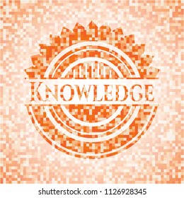 Knowledge abstract orange mosaic emblem