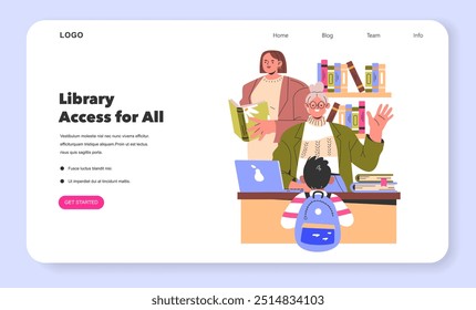 Knowledge For All concept. Digital illustration of diverse people engaging in learning, promoting educational inclusivity. Lifelong learning, equity in education access. Vector illustration.