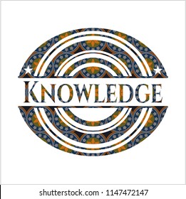 Knowledge arabic badge. Arabesque decoration.
