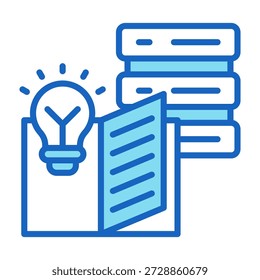 Ícone da base de conhecimento - Ilustração do vetor de estilo de cor azul