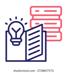Ilustração do vetor de estilo de cor da linha do ícone da base de conhecimento