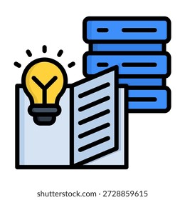Ícone da Base de conhecimento Ilustração do vetor de estilo de cor linear