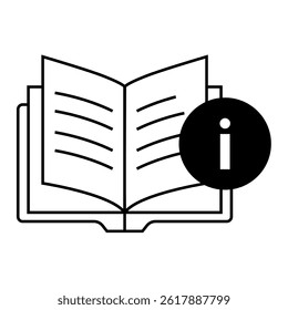 Knowledge Base Information. Open book with info icon representing searchable help articles