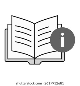 Knowledge Base Information. Open book with info icon representing searchable help articles